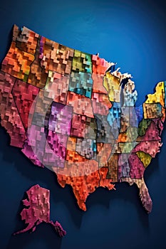 us map with colorful state abbreviations photo