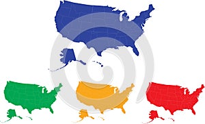 US map. modifiable colors.