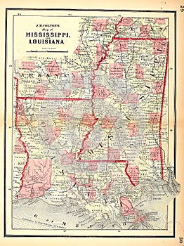 US map. Old image