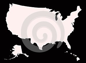 US map white in black background