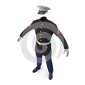 US Marine Corps Parade Uniform model Isolated on White Background 3D Illustration