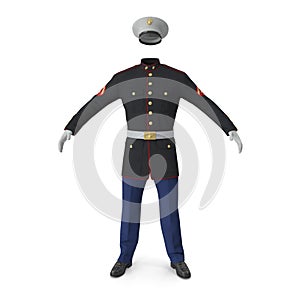 US Marine Corps Parade Uniform model Isolated on White Background 3D Illustration