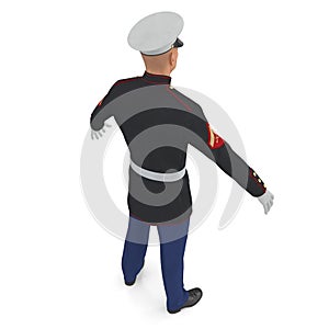 US Marine Corps Soldier in Parade Uniform Standing Pose Isolated 3D Illustration
