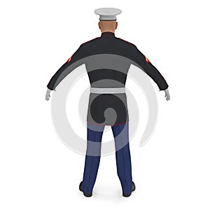 US Marine Corps Soldier in Parade Uniform Standing Pose Isolated 3D Illustration