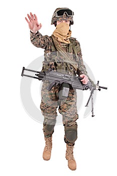 US MARINES with M249 machine gun