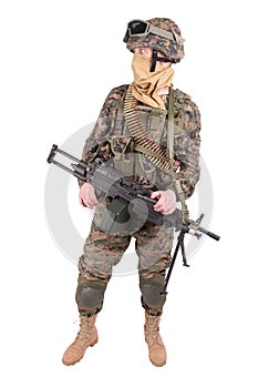 US MARINES with M249 machine gun