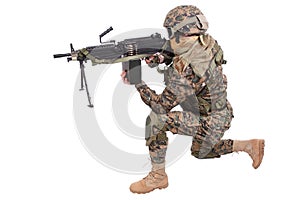 US MARINES with M249 machine gun