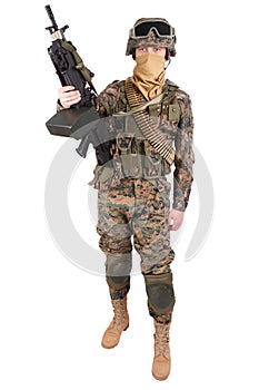 US MARINES with M249 machine gun