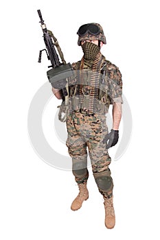 US MARINES with M249 machine gun