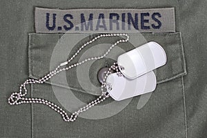 Us marines uniform with blank dog tags