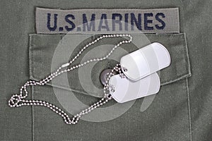 Us marines uniform with blank dog tags photo