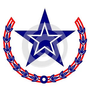 US Memorial day icon decorative star laurel design element vector image.