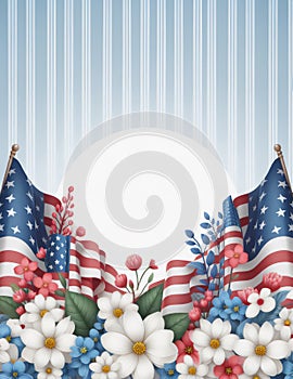 US memorial day o celebrate and honor the veterans, design with flags and flowers
