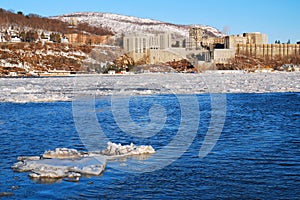 US Military Acadamy at West Point on the Banks of a Frozen Hudson River