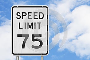 US 75 mph Speed Limit sign photo