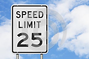 US 25 mph Speed Limit sign