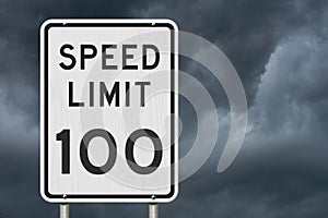 US 100 mph Speed Limit sign