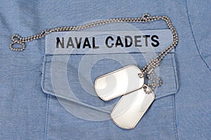 Us naval cadets uniform with dog tags photo