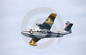 US Navy aircraft in a flight at the annual Pacific Airshow event