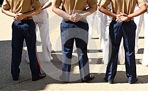 US Navy sailors from the back. US Navy army.