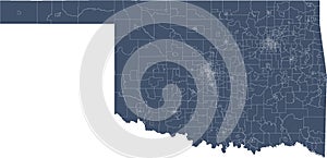 US Oklahoma State Map with Census Tracts Boundaries
