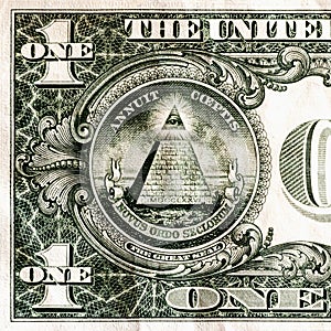 US one dollar bill. All-seeing eye.