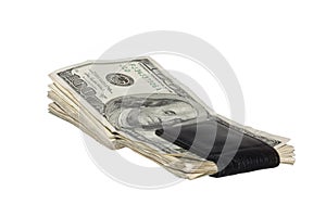 US One Hundred Dollar Bills in Black Money Clip