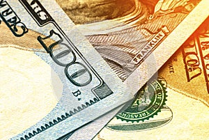 US one hundred dollar bills money background