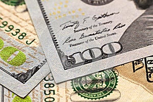 US one hundred dollar bills money background