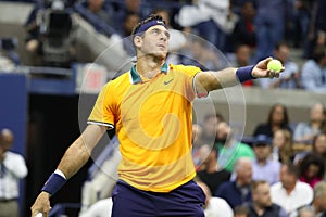 2018 US Open finalist Juan Martin del Potro of Argentina in action during his final match against Novak Djokovic