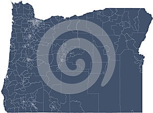 US Oregon State Map with Census Tracts Boundaries