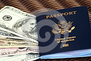 US Passport and dollar bills