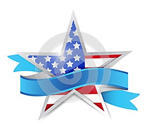 Us patriotic star and ribbon. illustration design
