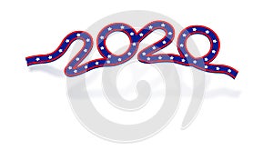 US Presidential Election 2020. Ribbon inscription in flag color with shadow. illustration