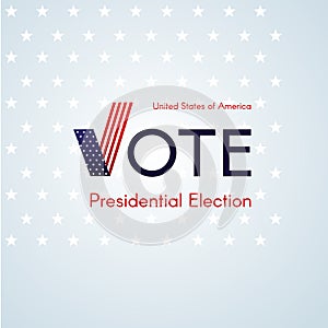 US presidential election Voting 2020 Text Vote with a tick USA flag on a light background stars Patriotic american flag theme