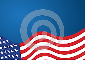 US Rippled Flag with Blue Background