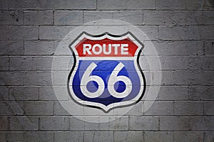 US Route 66 painted on a wall