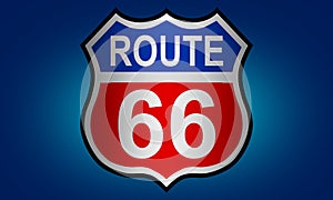 US route 66 sign, shield sign with route number and text