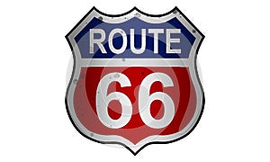 US route 66 sign, shield sign with route number and text