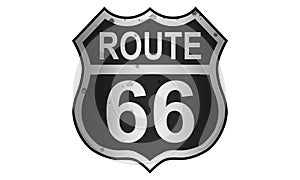 US route 66 sign, shield sign with route number and text