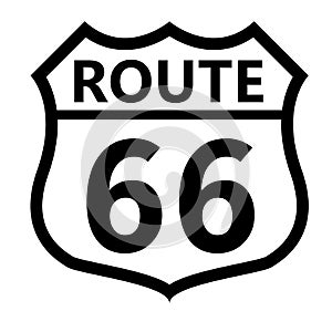 US route 66 sign. shield sign with route number and text symbol. United States Numbered Route. flat style