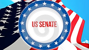 US Senate election on a USA background, 3D rendering. United States of America flag waving in the wind. Voting, Freedom Democracy photo