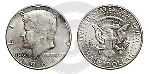 US silver coin half dollar Kennedy 1964 photo