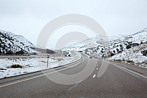 US snowing I 15 interstate snowed road in Nevada
