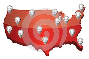 Us social media networking map illustration design