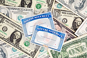 Us social security cards and dollar
