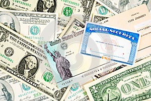 Us social security cards, stimulus check and dollar