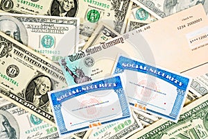 Us social security cards, stimulus check and dollar