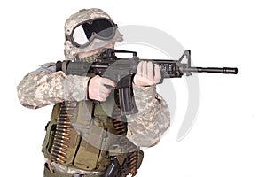 US soldier with assault rifle