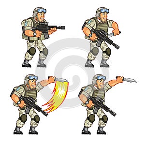 US Soldier Knife Attack Sprite